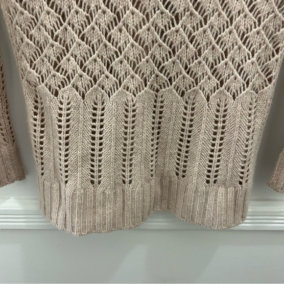 Anthropologie Field Flower Cardigan small tan beige wool cashmere crochet - Picture 10 of 13